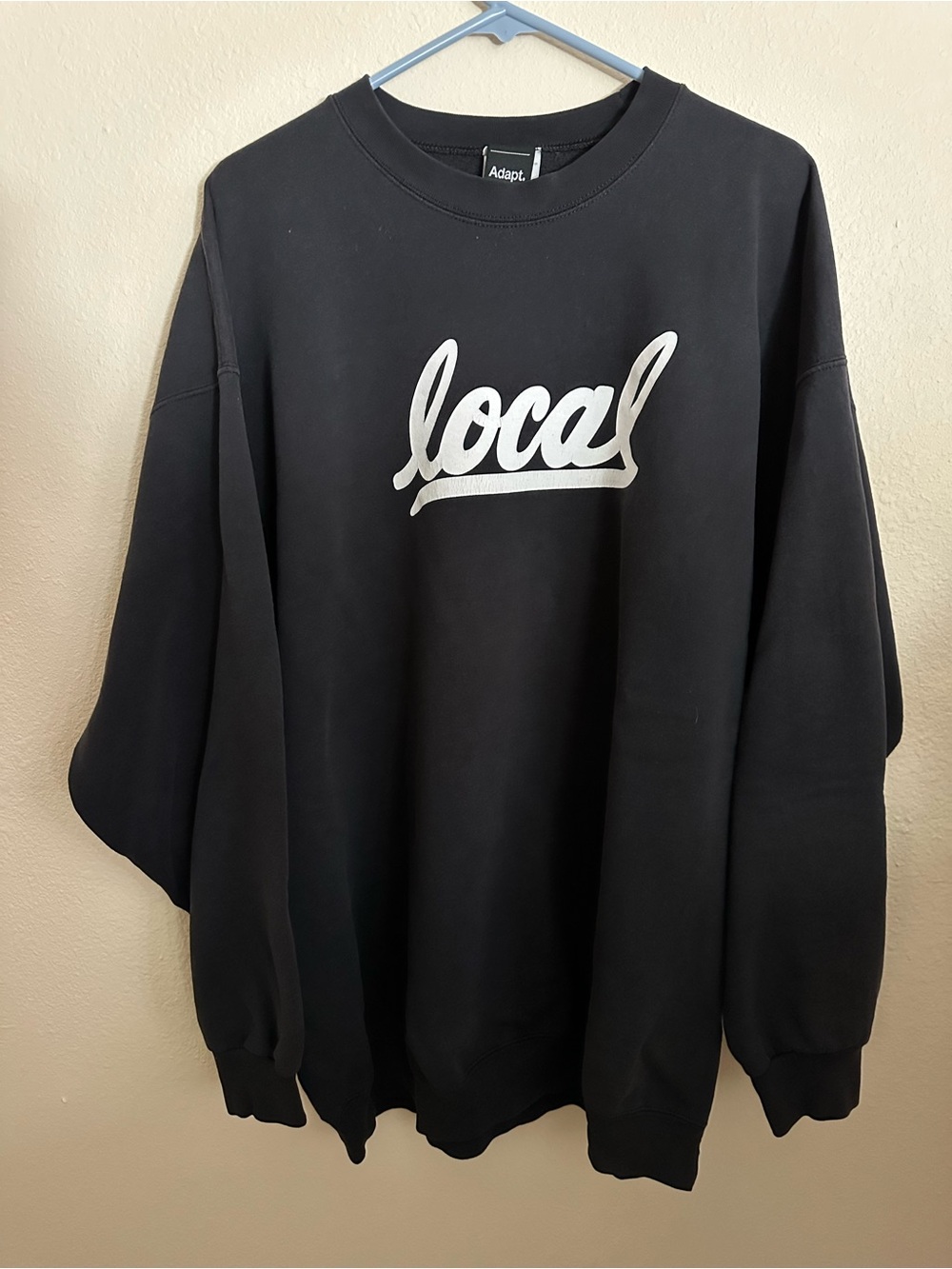 ADAPT Black Crewneck Sweatshirt with White "local" Script—Size 2XL